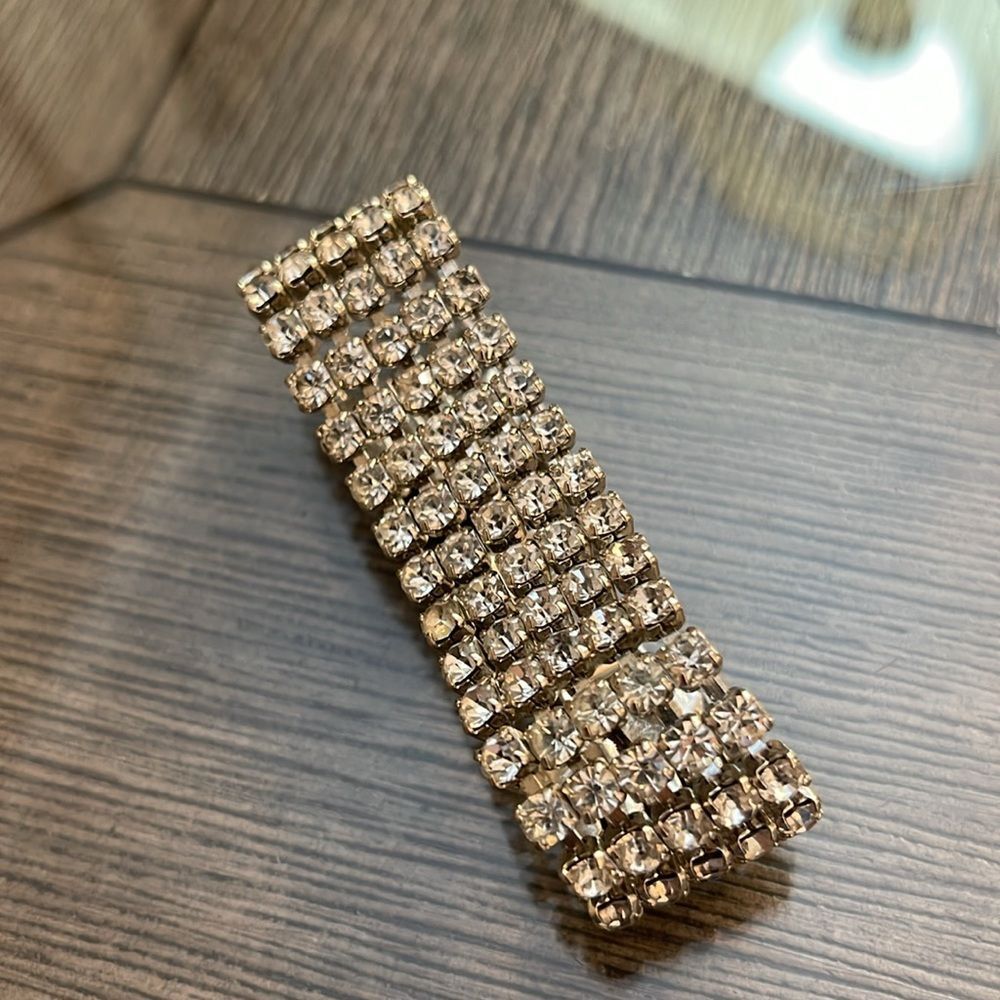 Vintage Wide Rhinestone Bracelet - Picture 16 of 16
